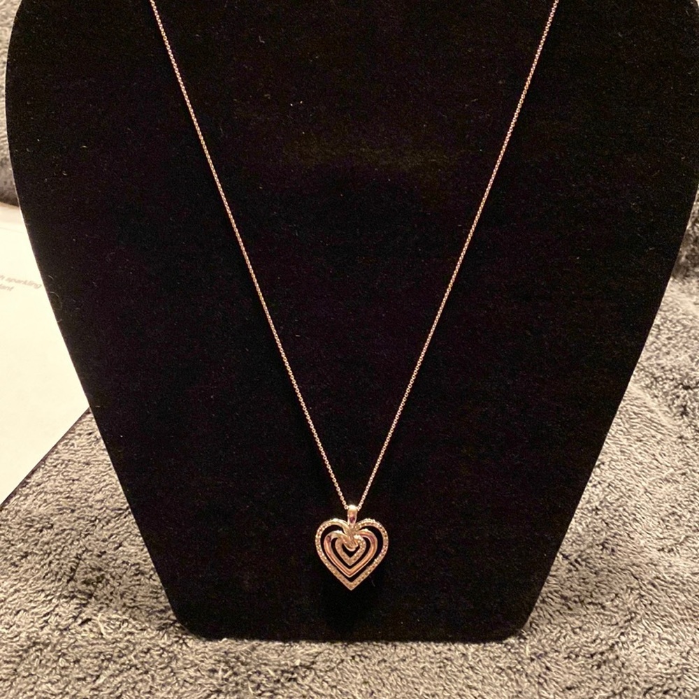 Open work Hearts 1/10 KT  SS Necklace - Picture 4 of 9